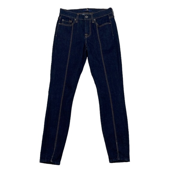 7 For All Mankind Jeans Womens 25 Blue Ankle Gwenevere Skinny Front Seam Denim - Picture 1 of 14